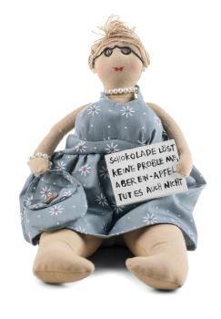 kantensitzer lady mit schild "schokolade löst keine probleme..." baden 2188834