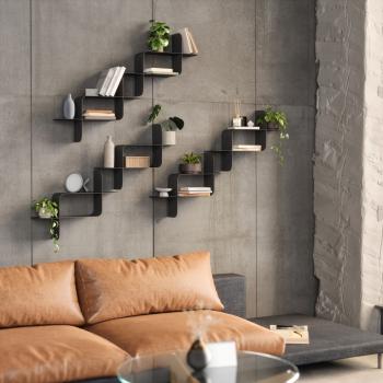 shelf montage wandregal schweberegal aus metall 2-er set umbra black 1022611-040