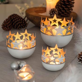 teelichthalter sterne weiß weihnachtsdeko 10 x Ø 9 cm baden 1224676