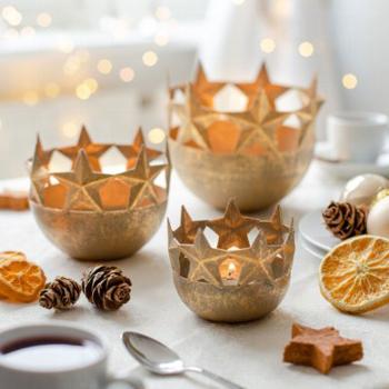 teelichthalter sterne gold weihnachtsdeko 9 x Ø 9 cm baden 1225464