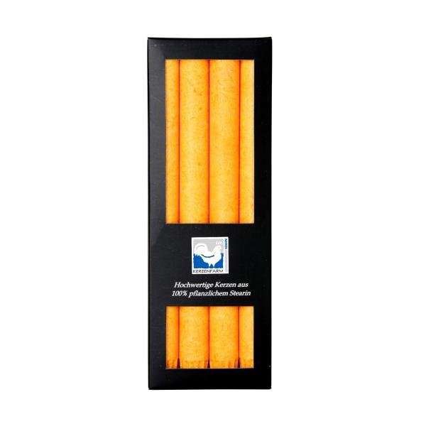 stabkerze gelb 22x250mm kerzenfarm hahn 4er Set 100% pflanzliches stearin