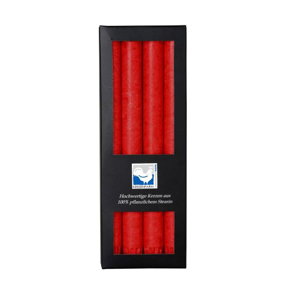 stabkerze rot 22x250mm kerzenfarm hahn 4er Set 100% pflanzliches stearin