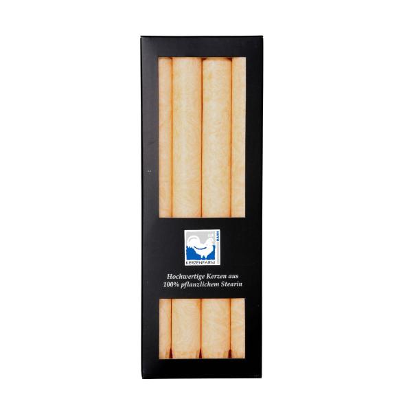 stabkerze creme 22x250mm kerzenfarm hahn 4er Set 100% pflanzliches stearin