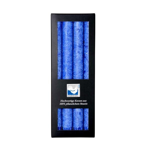 stabkerze dunkelblau 22x250mm kerzenfarm hahn 4er Set 100% pflanzliches stearin
