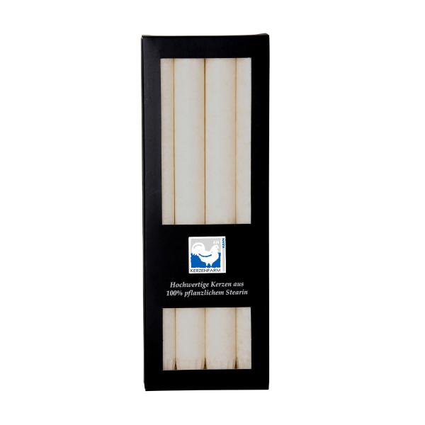 stabkerze weiss 22x250mm kerzenfarm hahn 4er Set 100% pflanzliches stearin