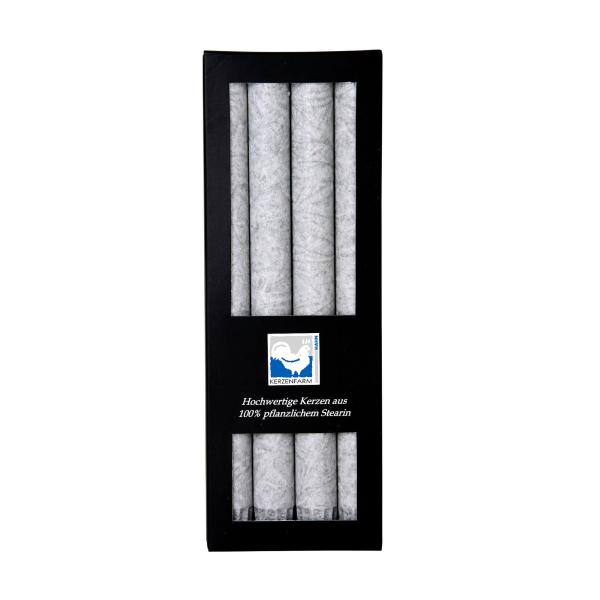 stabkerze grau 22x250mm kerzenfarm hahn 4er Set 100% pflanzliches stearin