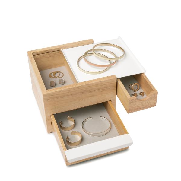 mini stowit jewelry box white natural by umbra 1005314-390 schmuckkasten