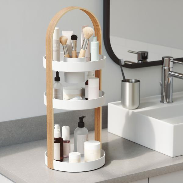bellwood cosmetic organizer 3 etagen by umbra white natural 1015098-668
