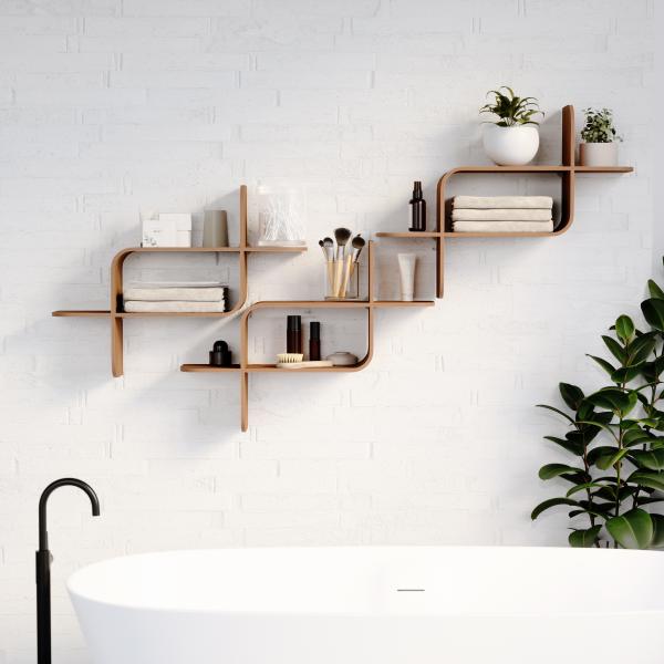 shelf montage wandregal schweberegal aus bugholz umbra light walnut 1017571-1055