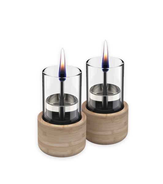 candle 70 natur bamboo duopack 2er set sicheres tischfeuer kerze tenderflame