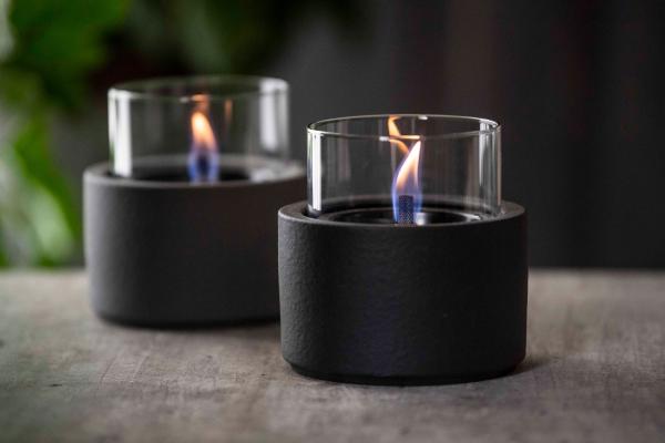 lotus MgO black ceramik/betonkeramik tischfeuer tenderflame Ø 13 x 17,6 cm