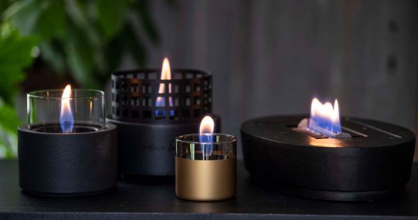 lotus MgO black ceramik/betonkeramik tischfeuer tenderflame Ø 13 x 17,6 cm
