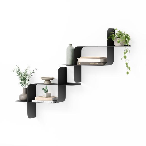 shelf montage wandregal schweberegal aus metall 2-er set umbra black 1022611-040