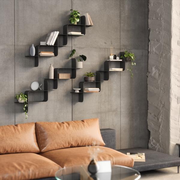 shelf montage wandregal schweberegal aus metall 2-er set umbra black 1022611-040