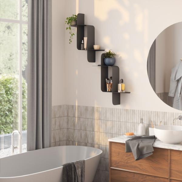 shelf montage wandregal schweberegal aus metall 2-er set umbra black 1022611-040