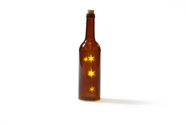 flasche glas braun mit LED sternen by Baden 1166977 weihnachtsdeko