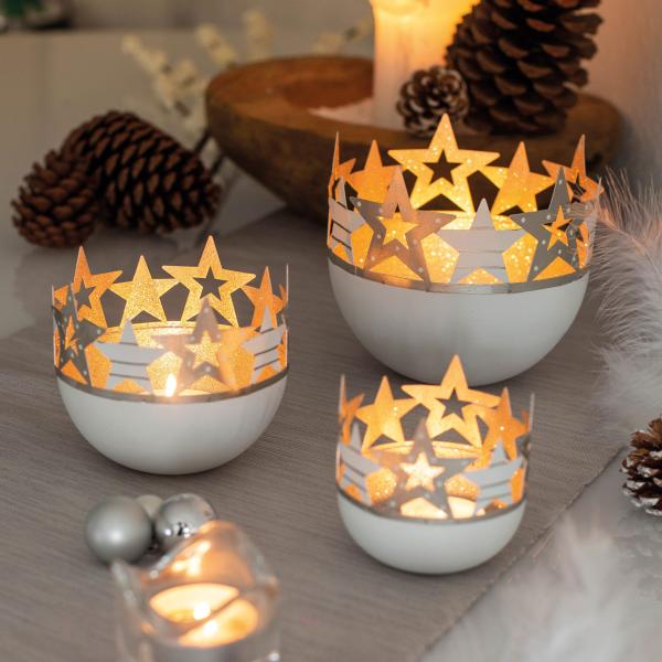 teelichthalter sterne weiß weihnachtsdeko 10 x Ø 9 cm baden 1224676