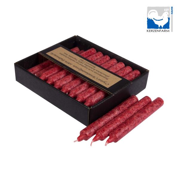 weihnachtsbaumkerze 100% stearin dunkelrot 110 x 13 mm kerzenfarm hahn 20er Set