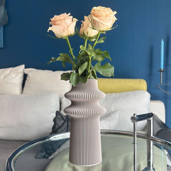 blumenvase tower 2 vase pepple taupe Ø 11,5 x 21,5 cm by recozy+