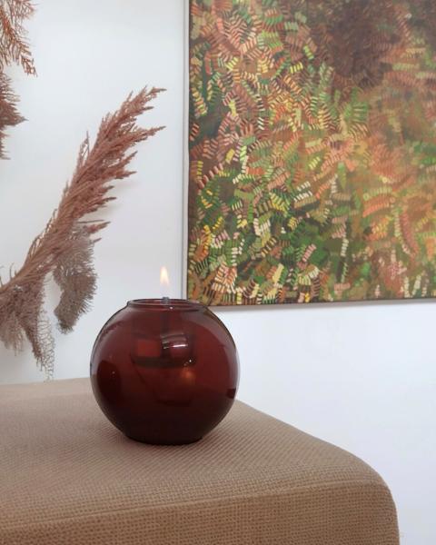 globus 15 amber bernstein tischfeuer tischkerze kerze Ø15 x 12,5 cm tenderflame