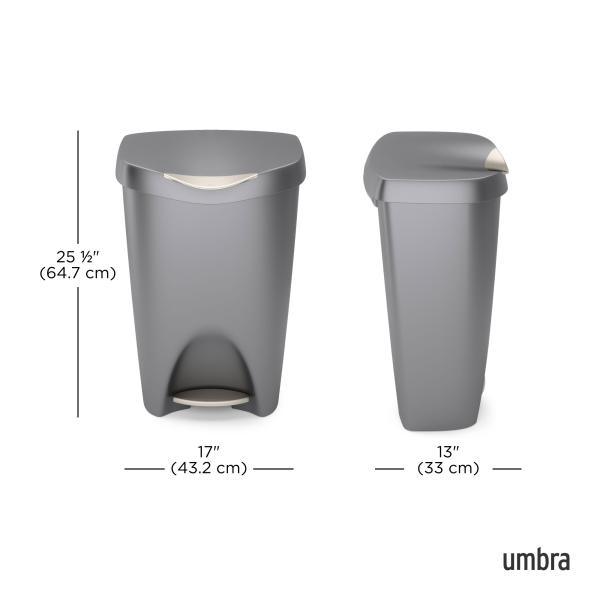 brim 50L tretmülleimer grey nickel by umbra 43 x 65 x 33 cm 1021550-1188