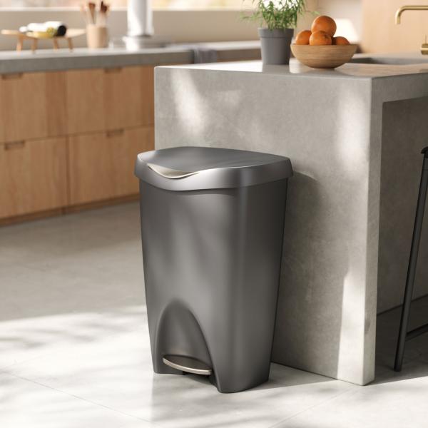 brim 50L tretmülleimer grey nickel by umbra 43 x 65 x 33 cm 1021550-1188