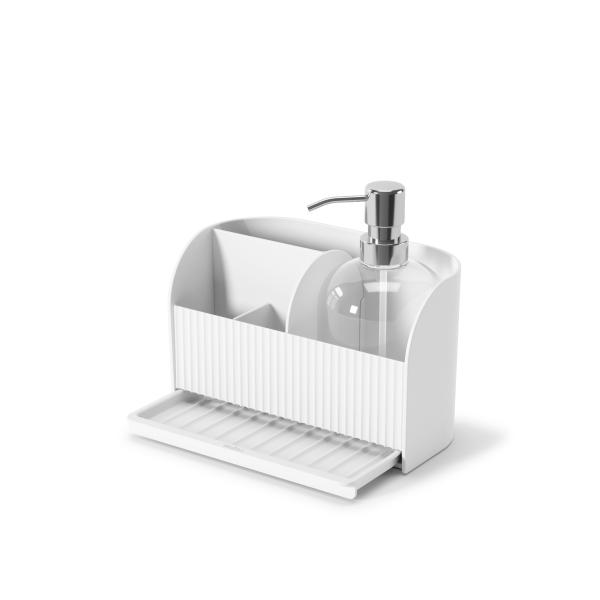 sling spülbecken caddy mit seifenspender organizer by umbra white 1019722-660