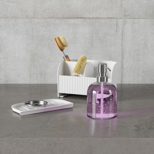 sling spülbecken caddy mit seifenspender organizer by umbra white 1019722-660