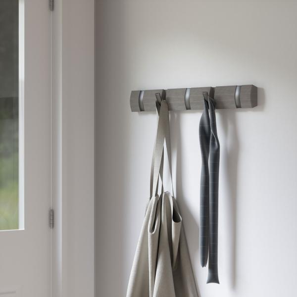 flip kleiderhaken garderobe by umbra grey / pewter 5 haken 318850-1045 aufhänger